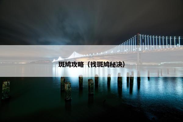 斑鸠攻略(找斑鸠秘决) 斑鸠攻略(找斑鸠秘决)