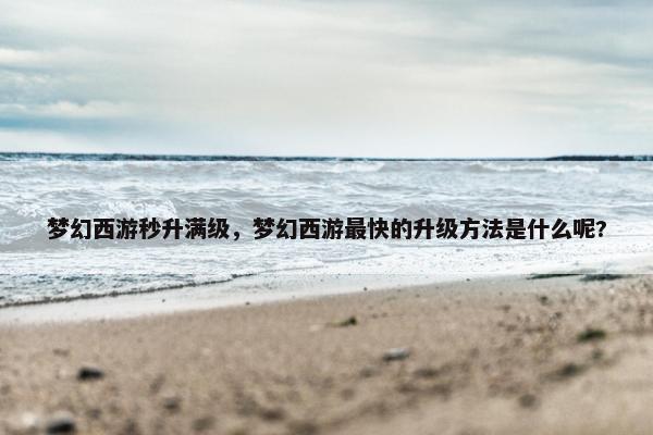 梦幻西游秒升满级，梦幻西游最快的升级方法是什么呢?