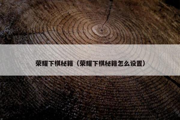 荣耀下棋秘籍（荣耀下棋秘籍怎么设置）