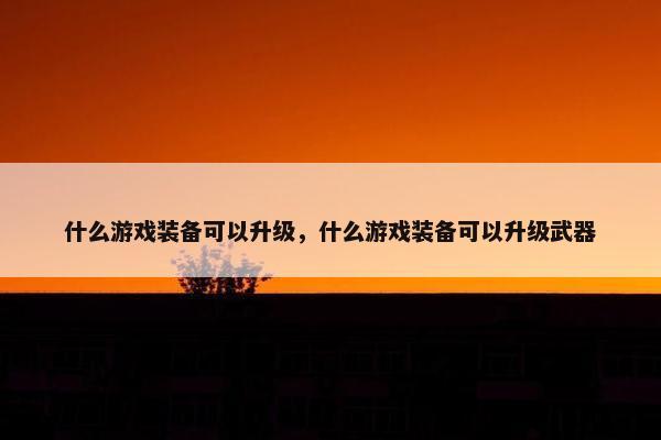 什么游戏装备可以升级，什么游戏装备可以升级武器
