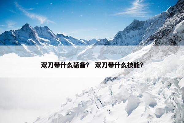 双刀带什么装备？ 双刀带什么技能？
