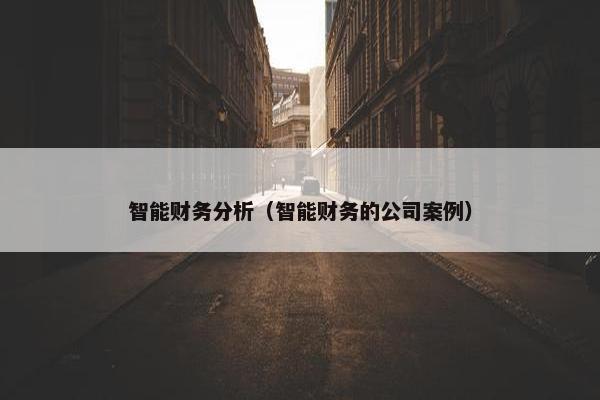 智能财务分析（智能财务的公司案例）