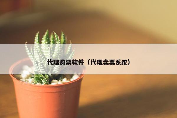 代理购票软件（代理卖票系统）