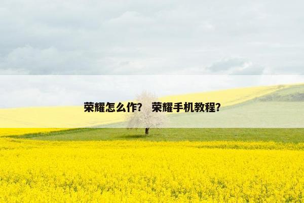 荣耀怎么作? 荣耀手机教程? 荣耀怎么作? 荣耀手机教程?