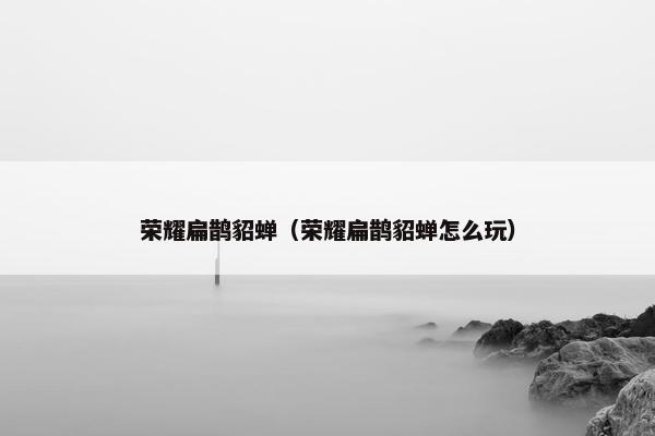 荣耀扁鹊貂蝉（荣耀扁鹊貂蝉怎么玩）