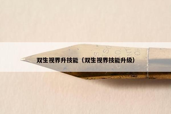 双生视界升技能(双生视界技能升级) 双生视界升技能(双生视界技能升级)