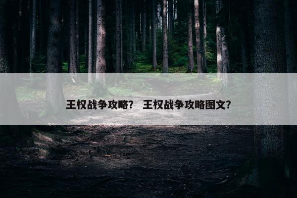 王权战争攻略？ 王权战争攻略图文？