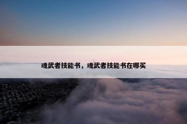 魂武者技能书，魂武者技能书在哪买