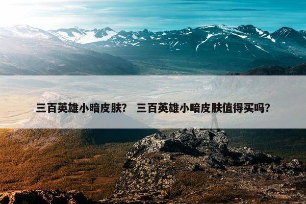 三百英雄小暗皮肤？ 三百英雄小暗皮肤值得买吗？