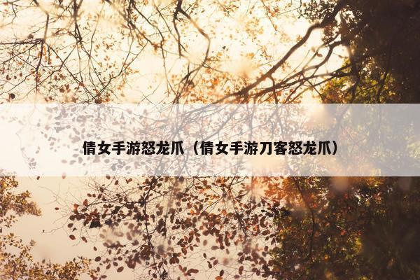倩女手游怒龙爪（倩女手游刀客怒龙爪）