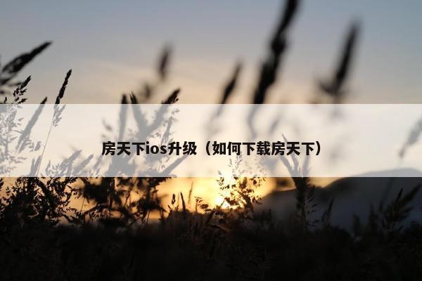 房天下ios升级（如何下载房天下）