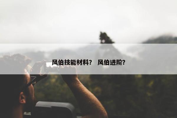 风伯技能材料？ 风伯进阶？