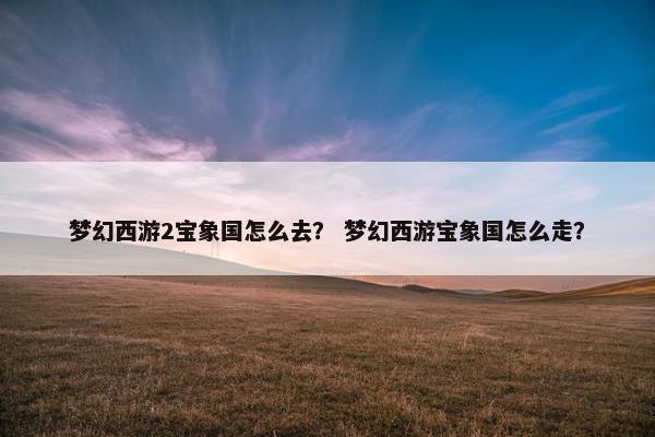 梦幻西游2宝象国怎么去？ 梦幻西游宝象国怎么走？