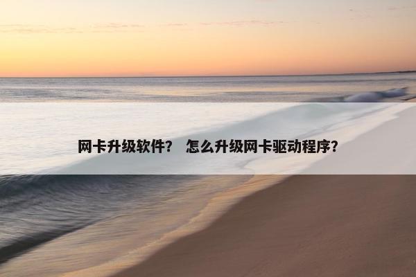 网卡升级软件？ 怎么升级网卡驱动程序？