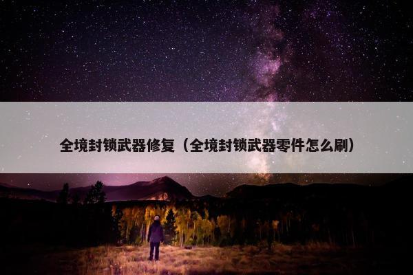 全境封锁武器修复（全境封锁武器零件怎么刷）