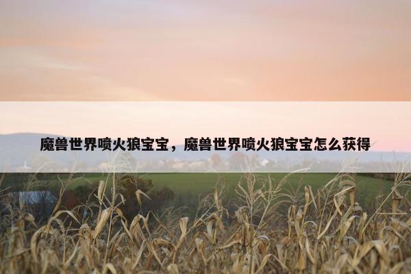 魔兽世界喷火狼宝宝，魔兽世界喷火狼宝宝怎么获得