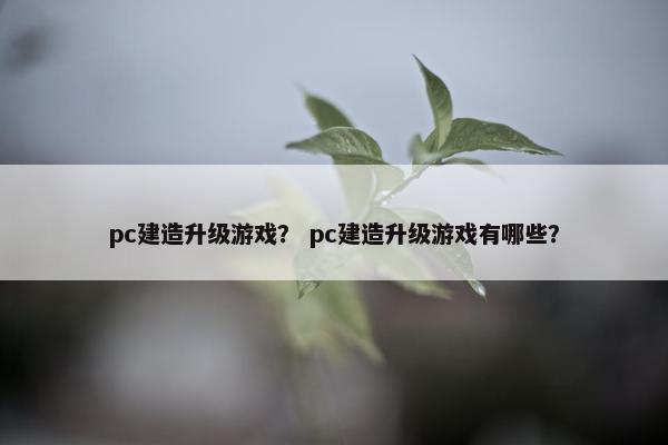 pc建造升级游戏？ pc建造升级游戏有哪些？
