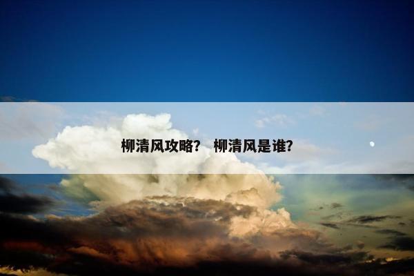 柳清风攻略？ 柳清风是谁？