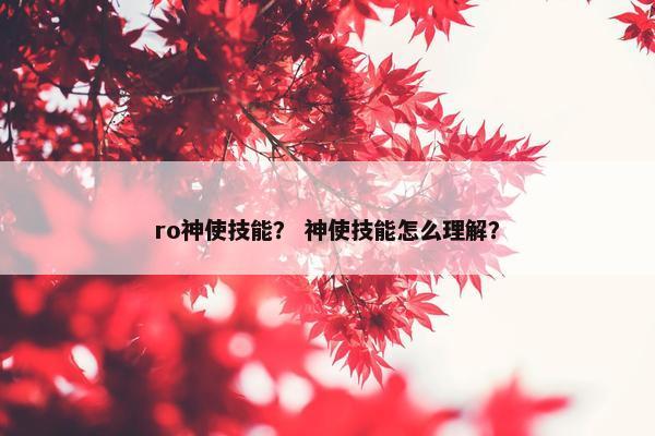 ro神使技能？ 神使技能怎么理解？