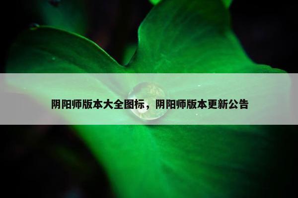 阴阳师版本大全图标，阴阳师版本更新公告