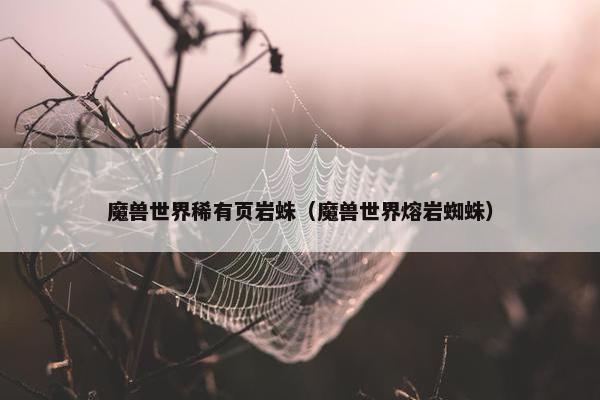 魔兽世界稀有页岩蛛（魔兽世界熔岩蜘蛛）