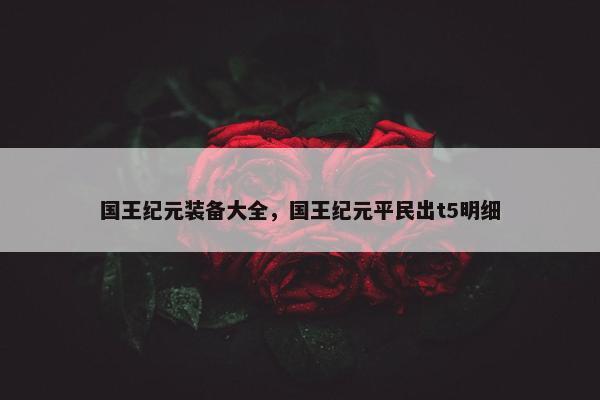 国王纪元装备大全，国王纪元平民出t5明细