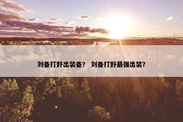 刘备打野出装备？ 刘备打野最强出装？