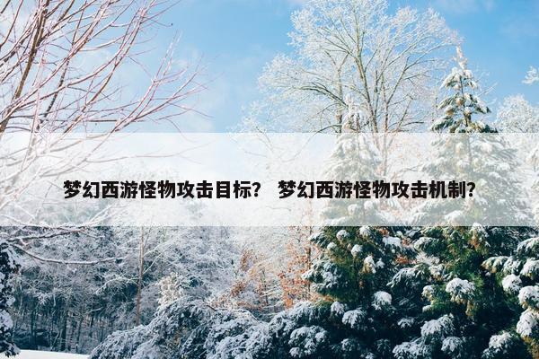 梦幻西游怪物攻击目标？ 梦幻西游怪物攻击机制？