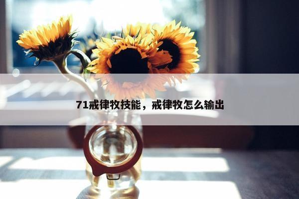 71戒律牧技能，戒律牧怎么输出