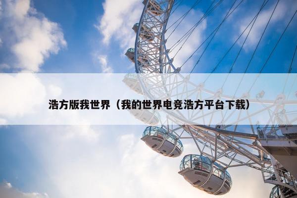 浩方版我世界（我的世界电竞浩方平台下载）