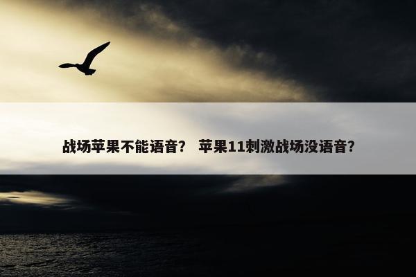 战场苹果不能语音？ 苹果11刺激战场没语音？