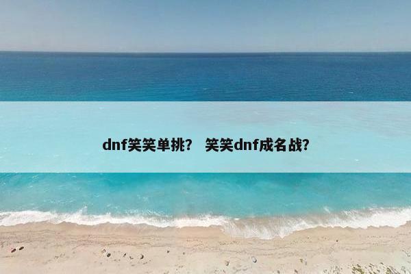 dnf笑笑单挑？ 笑笑dnf成名战？