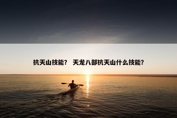 抗天山技能？ 天龙八部抗天山什么技能？
