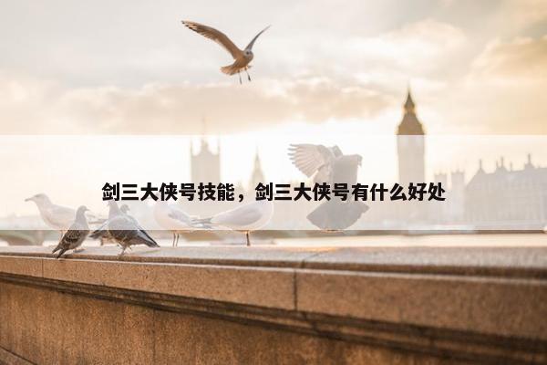 剑三大侠号技能，剑三大侠号有什么好处