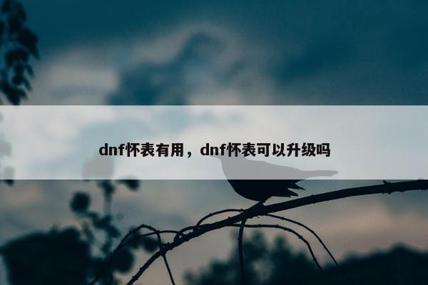 dnf怀表有用，dnf怀表可以升级吗