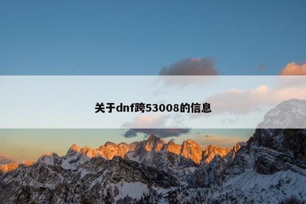 关于dnf跨53008的信息