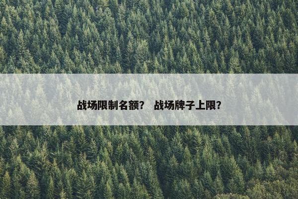 战场限制名额？ 战场牌子上限？