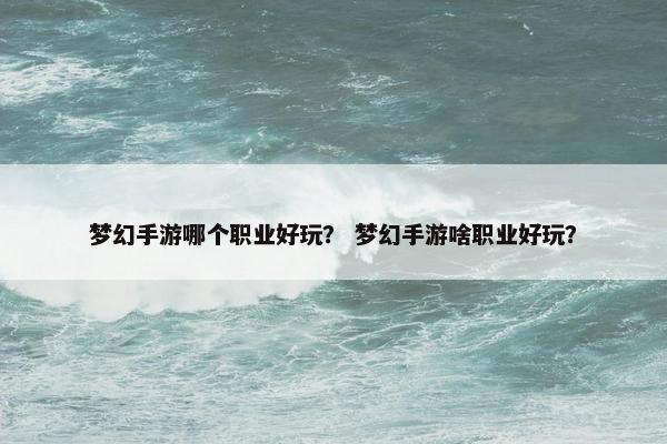 梦幻手游哪个职业好玩？ 梦幻手游啥职业好玩？