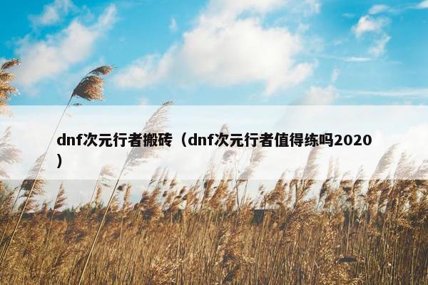 dnf次元行者搬砖（dnf次元行者值得练吗2020）