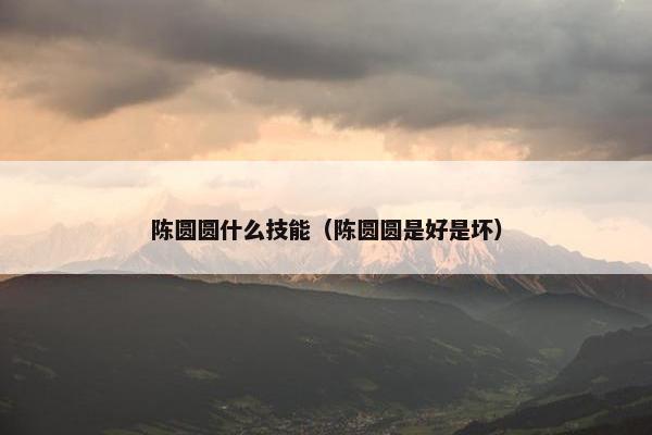 陈圆圆什么技能（陈圆圆是好是坏）