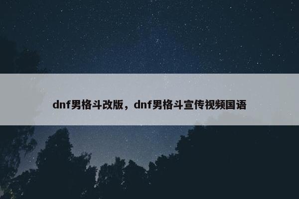 dnf男格斗改版，dnf男格斗宣传视频国语