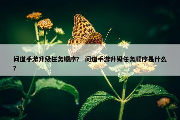 问道手游升级任务顺序？ 问道手游升级任务顺序是什么？