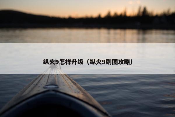 纵火9怎样升级（纵火9刷图攻略）
