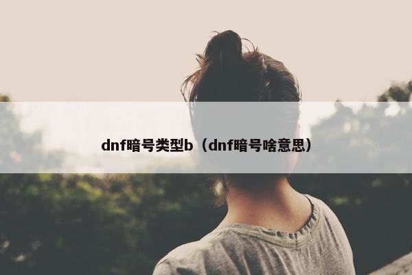 dnf暗号类型b（dnf暗号啥意思）