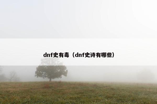 dnf史有毒（dnf史诗有哪些）