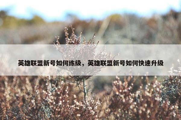 英雄联盟新号如何练级，英雄联盟新号如何快速升级