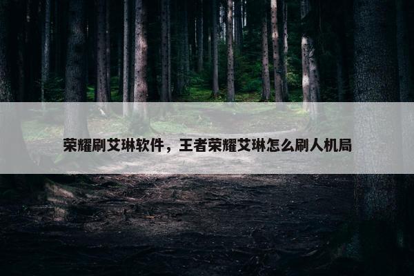 荣耀刷艾琳软件，王者荣耀艾琳怎么刷人机局