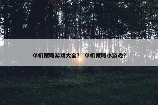 单机策略游戏大全？ 单机策略小游戏？