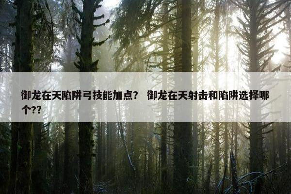 御龙在天陷阱弓技能加点？ 御龙在天射击和陷阱选择哪个?？