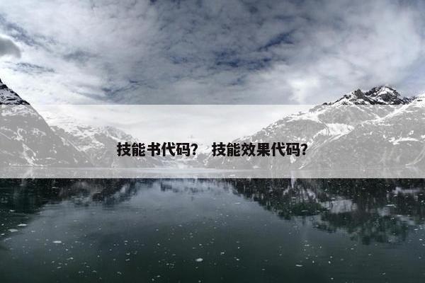 技能书代码？ 技能效果代码？